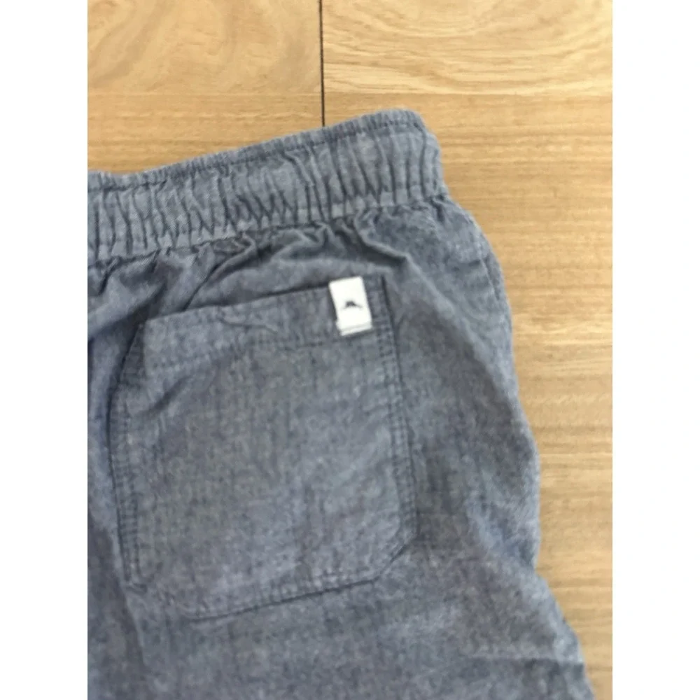 Tommy Bahama Boys Chambray Drawstring Shorts Blue Cotton Size L 10/12 EUC